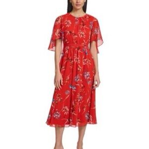 Calvin Klein NWT women’s floral print draped sleeve dress‎ size 6